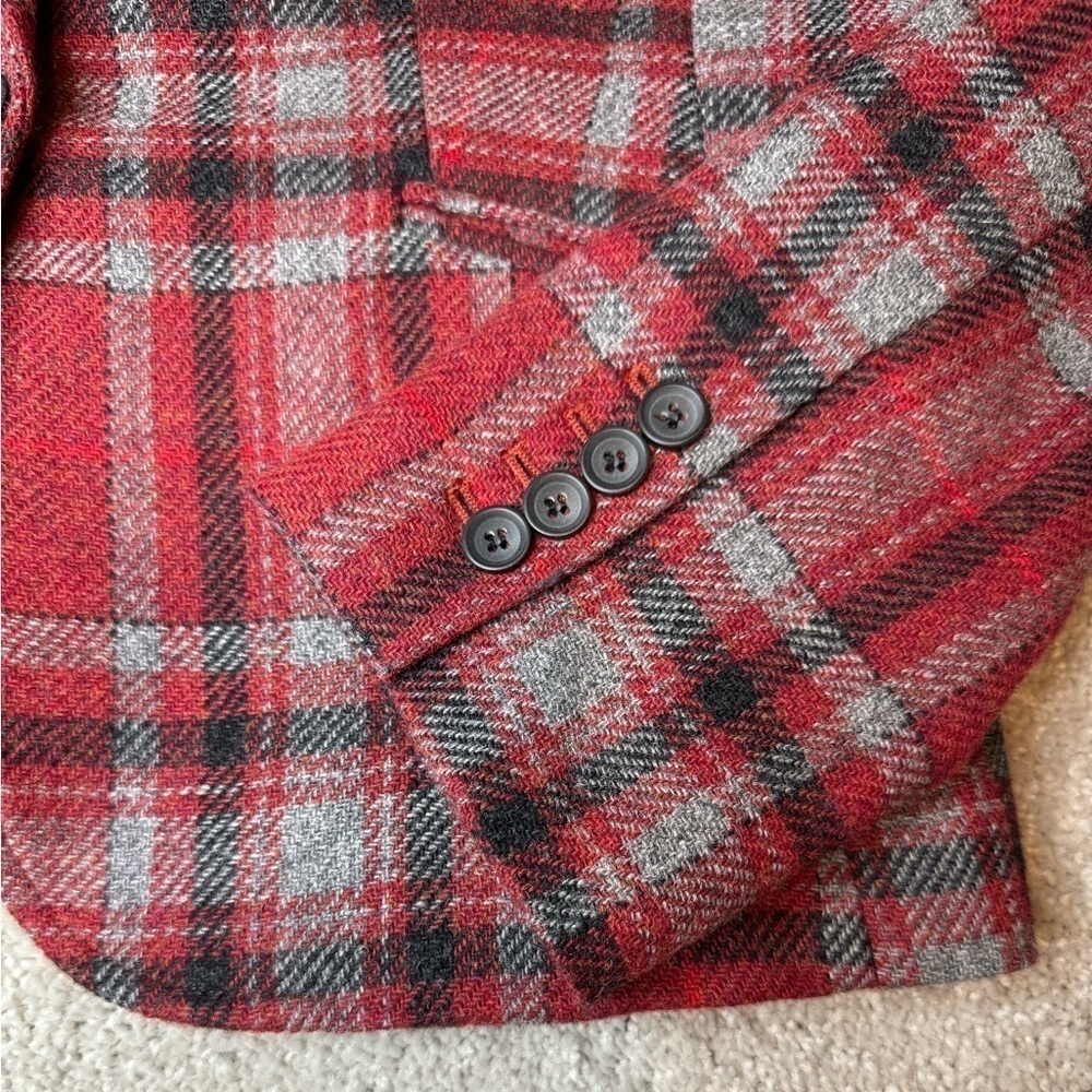 Talbots Wool, Red, Gray and Black Plaid Jacket/Blazer, Sz 10P (80% Wool) - Picture 2 of 11